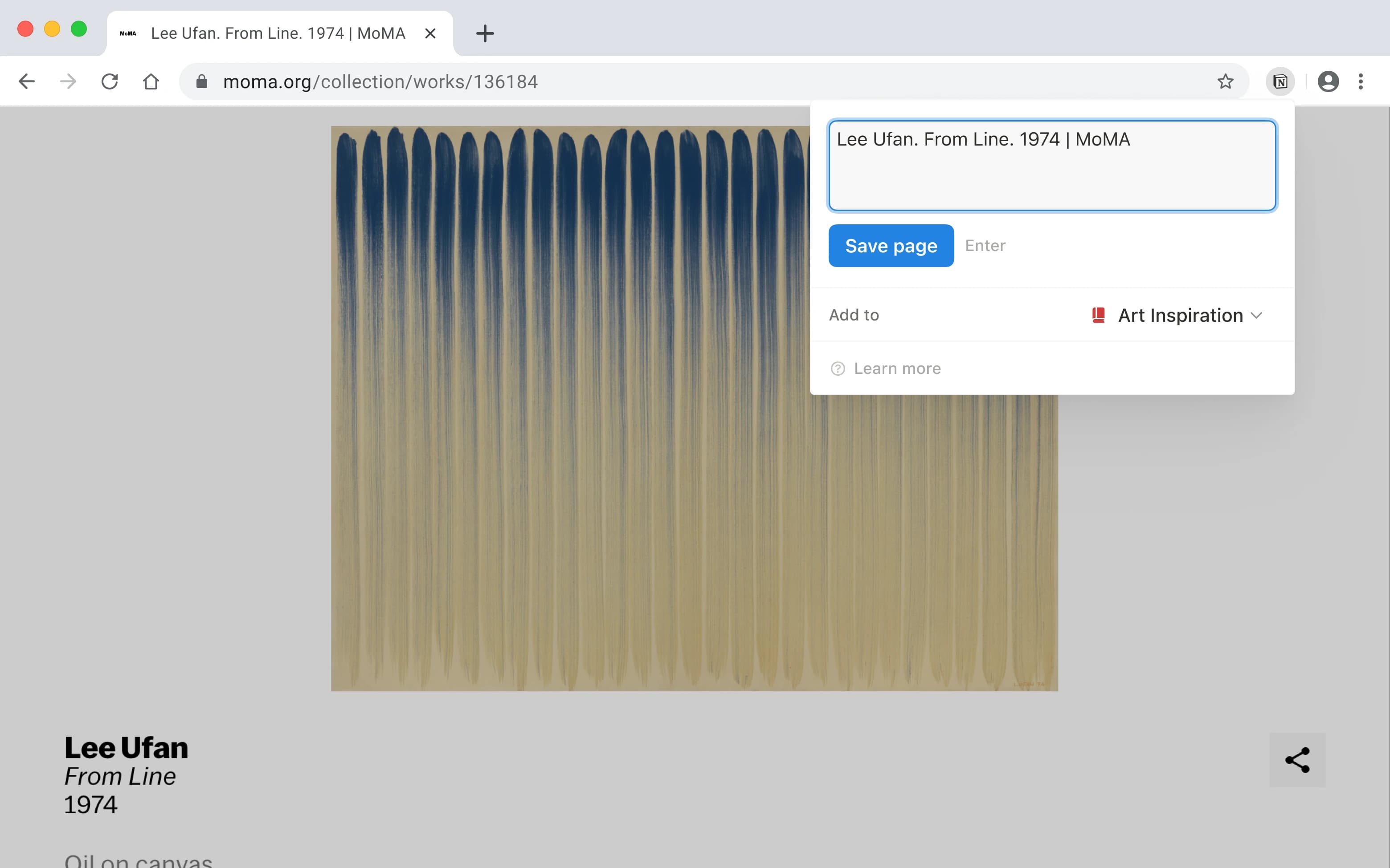 Een screenshot van Notion Web Clipper op desktop