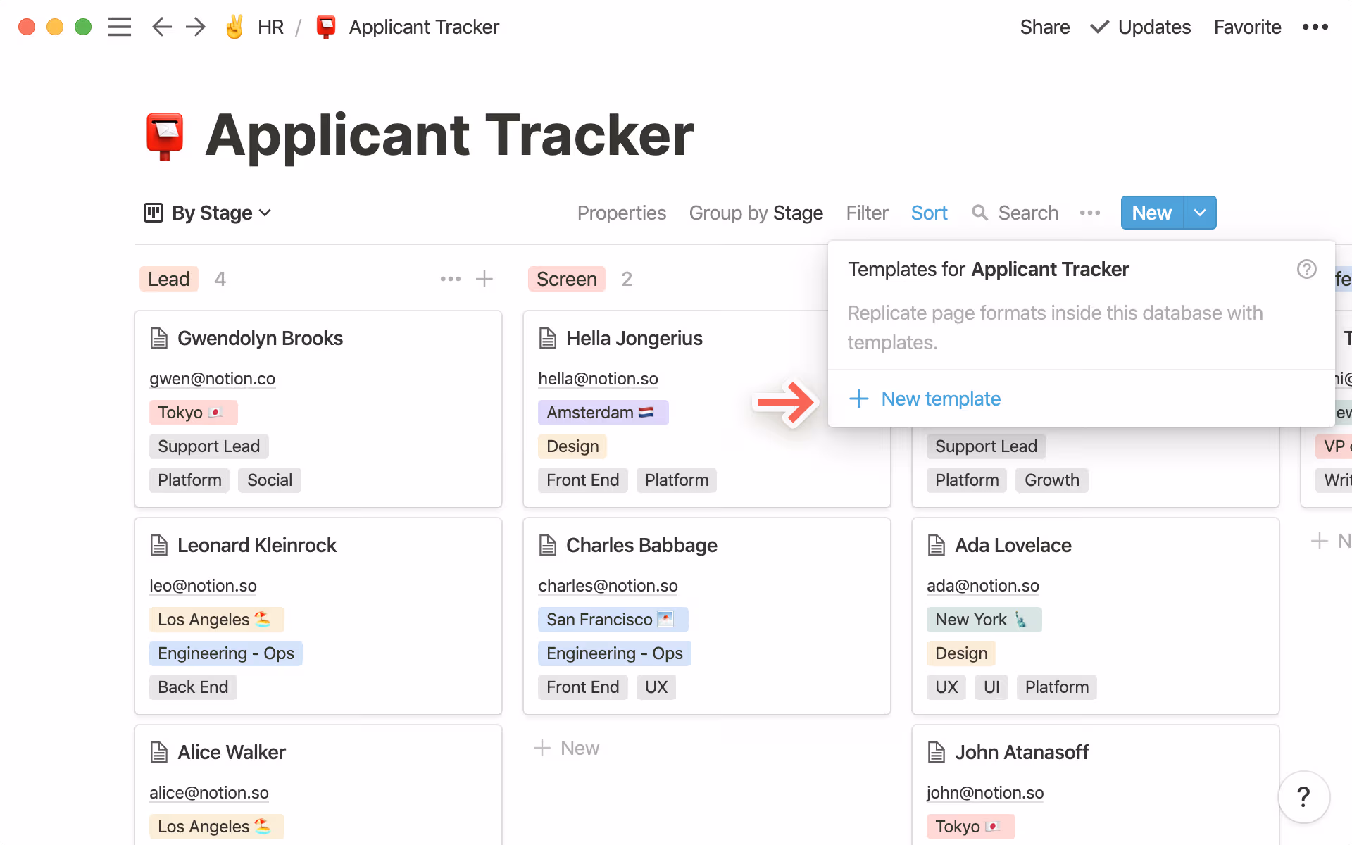 Create a new template you can use and customize to every applicant.