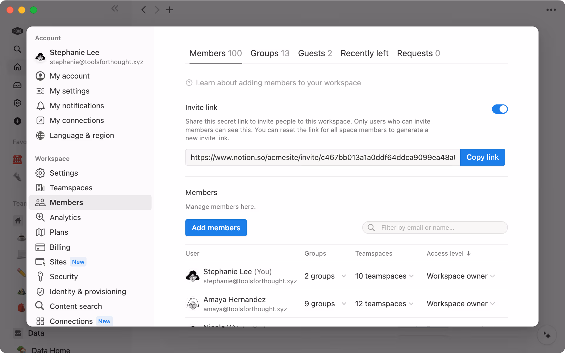 View all of your members, guests, and requests in the Settings menu, under "Members".