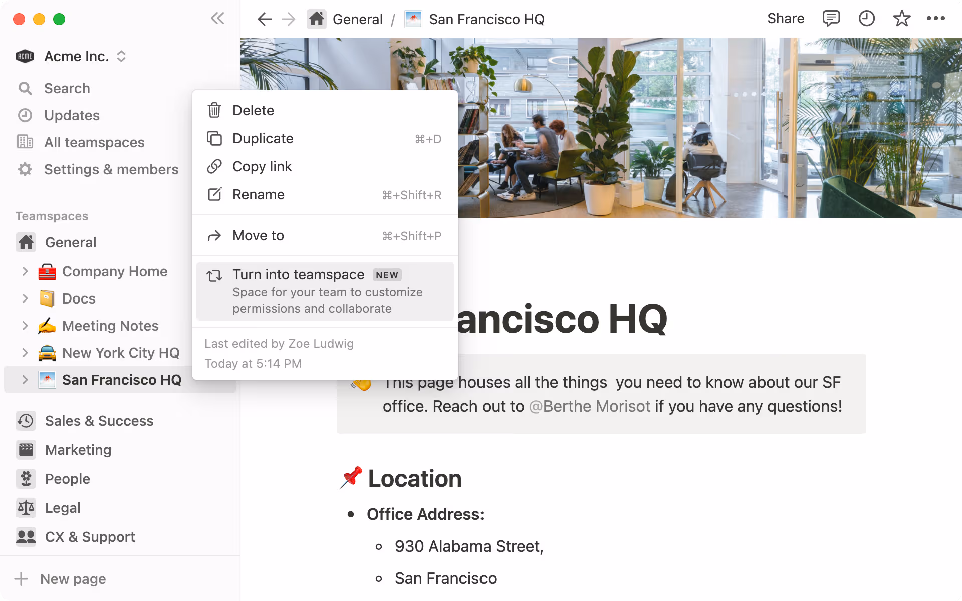 Workspace owner teamspaces hero