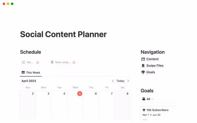Notion Social Content Planner